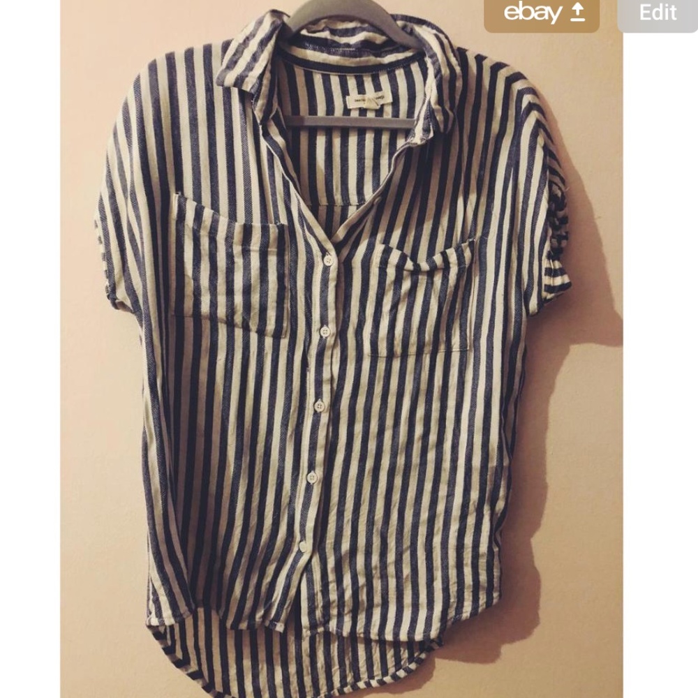 Over Sized Stripe Button Down Tee - image 4